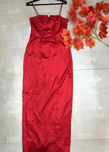 Red Satin Maxi Dress