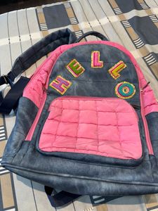 Pink And Grey Beautiful School Bag For Girls