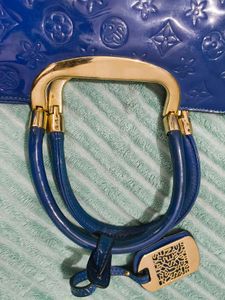 SUSEN Blue Patterned Leather Satchel