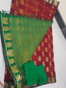 Kancheewaran Cotton Silk With Zari And Buttas