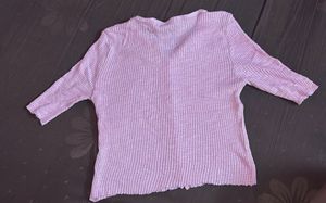 Pink Knit Button-Up Top