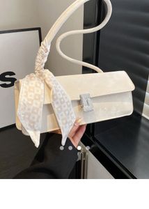 Ivory Shoulder Bag with Scarf Detail