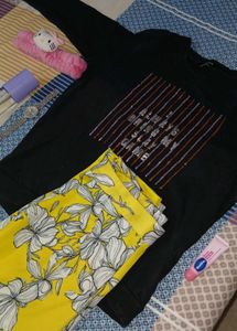 Floral Print Yellow Pants