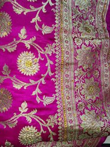 Pure Banarasi Silk Zari Work Heavy Pink Saree