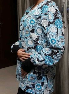 Floral Blue Shirt Women