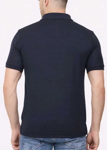 Stylish Black Revved Denim Polo
