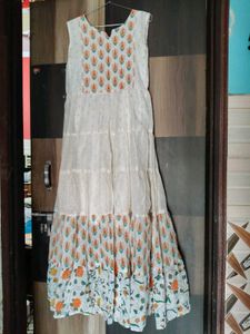 Tiered White Print Dress