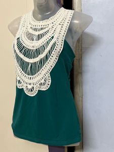 Chochet Green Designer Top