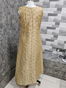 Gold Embroidered Sleeveless Dress