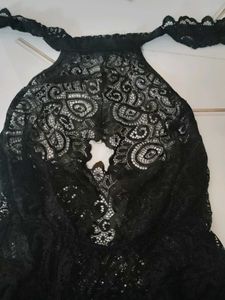 Black Lace Halter Lingerie