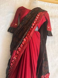 Elegant Red &amp; Black Saree