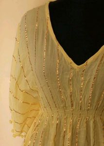 Yellow Gold Stripe With Pompom Kaftan