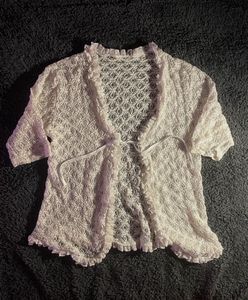 White Casual Aesthetic Coquette Shrug Top