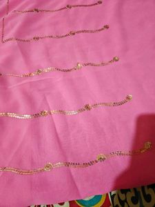 Elegant Pink Embellished Saree