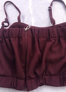 Burgundy Tie-Waist Crop Top
