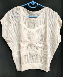 Crochet Knit Off-white Top