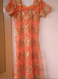 Orange Embroidered Kurti with salwar dupatta