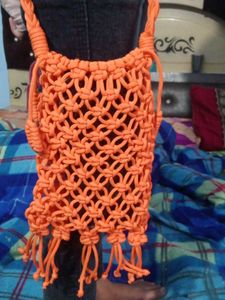 Orange Macrame Sling Bag