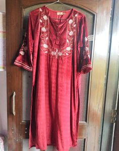 Velvet Look Embroidered Kurti