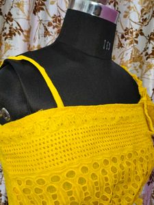 Yellow Lace Crop Top