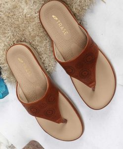 Women Flats Sandal (Tan, 7)