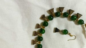 Green Beaded Necklace Set