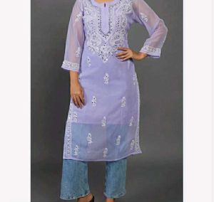 💎Lavender Embroidered Kurta Set with mirror worke