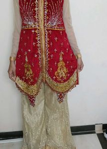 Bride Red &amp; Gold Embellished Outfit Only Top