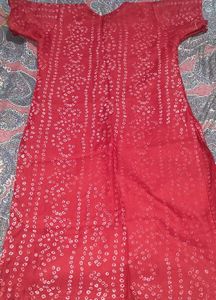 Red Bandhani Kurta