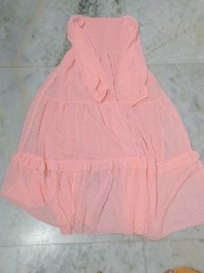 Peach Swiss Dot Mini Dress