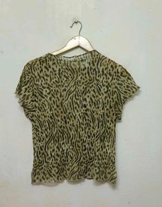 Trendy New Leopard Print Mesh Top