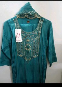 Art silk kurti pant dupatta set