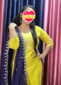 Yellow & Blue Embroidered Kurta Set
