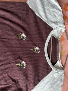 Daisy Embroidered Long Sleeve Tee