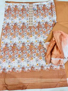 Floral Dress Material with Dupatta