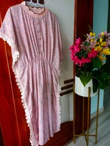 Pink Floral Kaftan Dress