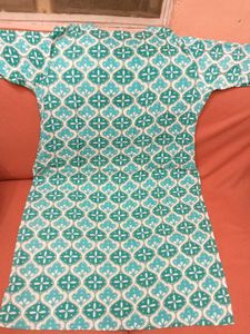 Brand New CyanColor CottonKurti With Cyan Bottom