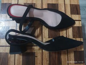 Zara Woman Black Slingback Heels