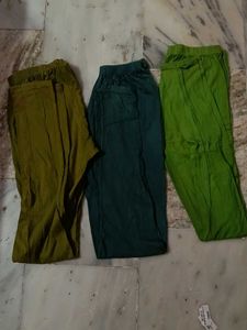 3 Pairs of Leggings - Green Tones