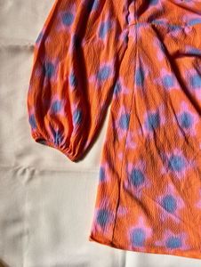 H&amp;M Orange Floral Wrap Dress
