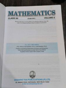 R.D. Sharma Mathematics Vol. 1 And 2
