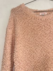 Soft Blush Teddy Knit Oversized Top (M)