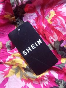 Shein smocked waist floral pattern top S