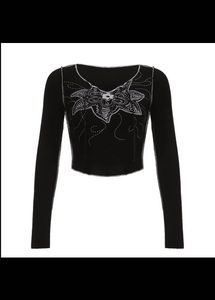 Black Floral Long Sleeve Top