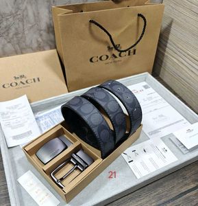 COACH MIX 2 BUCKLE BRANDED BELT WITH BOX