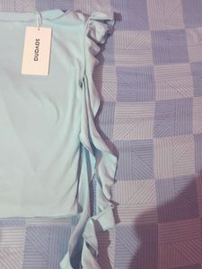 Blue Ruffle Sleeve Top