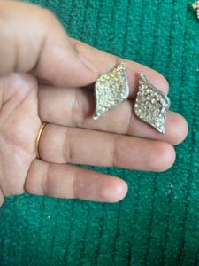 Silver Colour Studs With Stone Work