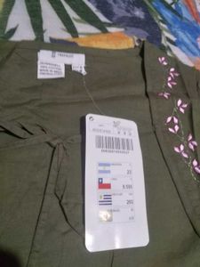 Olive Embroidered Crop Top