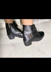 Black Lace-Up Ankle Boots