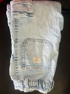 Zara Denim Light Wash Cargo Pants